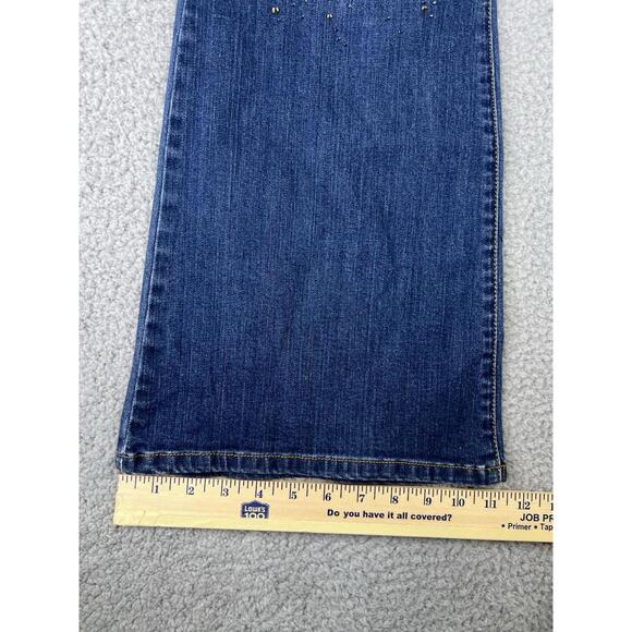 CACHE Embellished Blue Denim Jeans Bedazzled Rhinestones Women’s Size 12 y2k - Picture 14 of 15